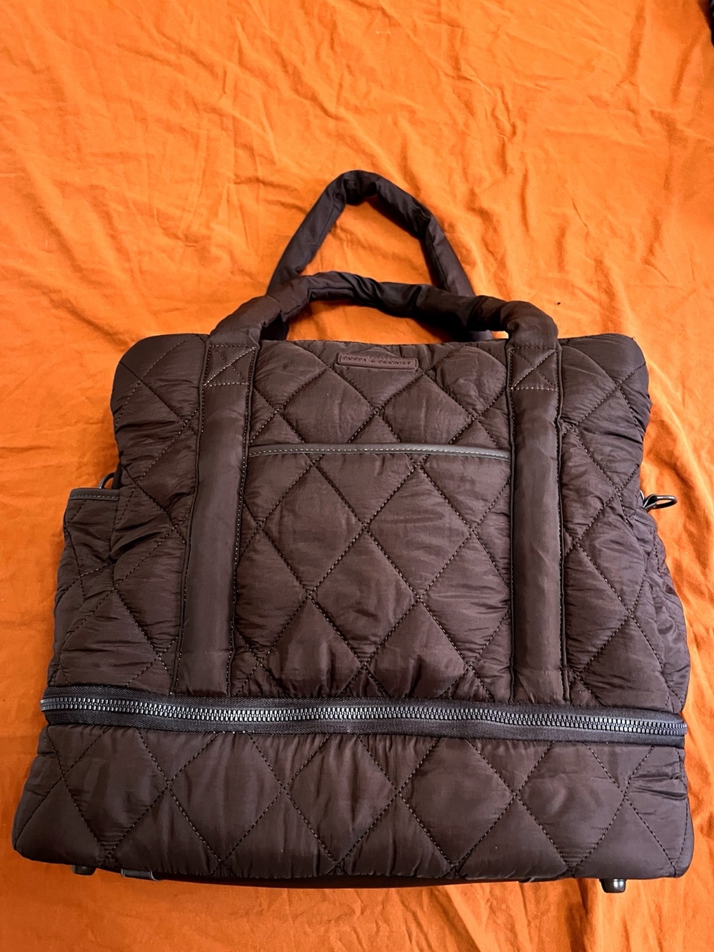 Poppy & Peonies Quilted Voyager Weekender Travel Bag Gym Carry-On in Espresso
